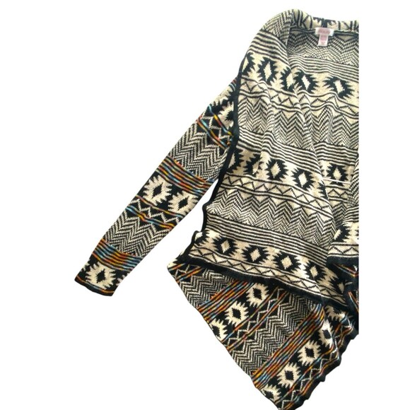 Xhilaration Open Front Aztec Sweater Waterfall Cardigan Tribal Size XL/XXL - Picture 10 of 11
